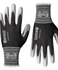 Black PU Coated Work Gloves For Light Duty Tasks, Breathable Nylon Knit With Ultra Thin Dexterity, X Large, 60 Pairs