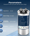 Dual Run 45/5 MFD Capacitor 370V/440V For Air Conditioners And Heat Pumps, CBB65 Round Start Capacitor For AC Unit Fan Motor Start