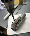 Pipe Drill Jig for Cylinders and Pipes Contractor Grade 440 Stainless Steel Heat Treated for Maximum Hardness and Life Guide Centers Drill Bit On The Cylinder in use with a drill