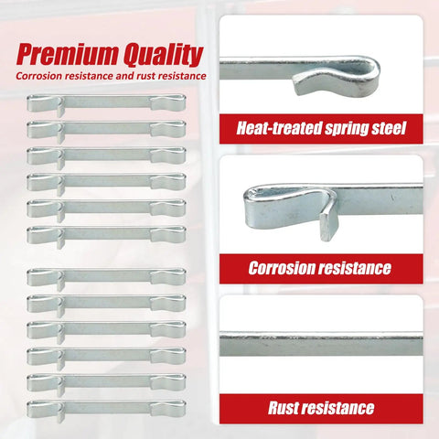 12 Pcs Early 2-Inch Double Loop Drawer Slide Retaining Clips For Toolbox Drawers Heavy Duty Universal Fit Replacement Keeper Clips For Most Metal Tool Boxes And Cabinets spring steel close-up