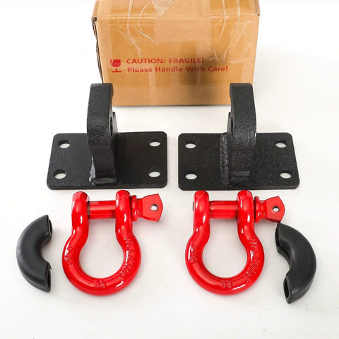 Two Pack Front Tow Hook Mounting Brackets With Three Quarter Inch D Ring For Ram 2500 3500 4500 Trucks 2010 To 2020