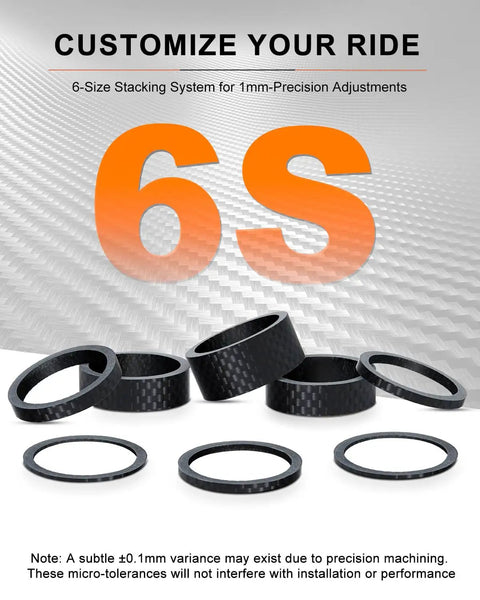 Six Sizes Half One Three Five Ten Fifteen Mm Carbon Fiber Headset Spacers Matte Finish Lightweight Precision Fit Display