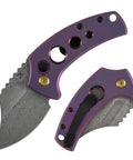 Wasp Pocket Folding Knife With 2.36 Inch Modified Wharncliffe Blade, Purple Anodized Titanium Handle, Deep Carry Clip, EDC Ready.