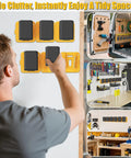 Man mounting Six Pack Battery Mount Holder for Dewalt 20V 60V Batteries on workshop wall, compatible with DCB models