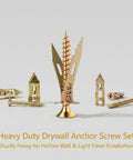 Drill Free Self Drilling Drywall Anchors And Screws Kit For Picture Frames Shelves Mirrors And Light Fixtures 100 Pieces Galvanized Carbon Steel Heavy Duty Wall Fasteners No Pre Drill, gold drywall anchors and screws set
