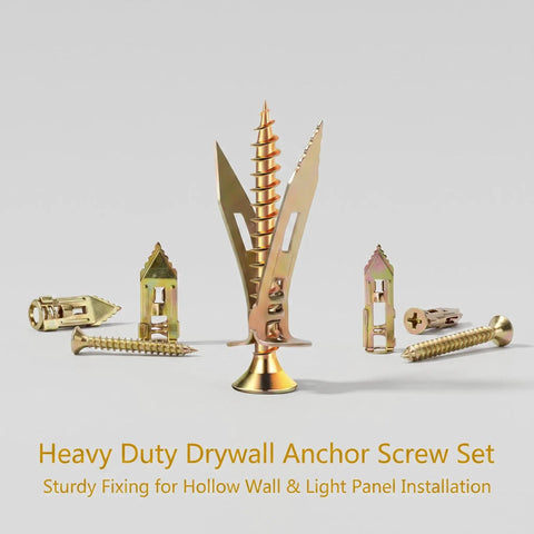 Drill Free Self Drilling Drywall Anchors And Screws Kit For Picture Frames Shelves Mirrors And Light Fixtures 100 Pieces Galvanized Carbon Steel Heavy Duty Wall Fasteners No Pre Drill, gold drywall anchors and screws set