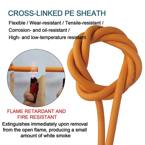 Pro Tank 1AWG Through 14AWG Shielded High Voltage EV Battery Wire With XLPE Jacket, flexible cross-linked PE sheath shown.