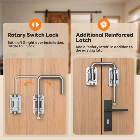 Beefy Heavy Duty 2.36 Inch Stainless Steel U Bolt Door Lock for Sliding Doors Barn Doors Windows Gates Sheds or Fences with 90 Degree and 180 Degree Install Rust Resistant Patio Latch in use