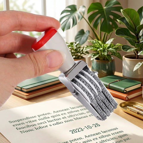 Deadset Durable Adjustable Four Digit Number Stamp With Rust Proof Alloy Build And Sharp Rubber Print Wheels displaying date on paper