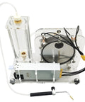 Electrolysis water machine with tempering valve; compact transparent acrylic housing.