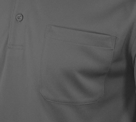 Mens Midweight Short Sleeve Polo Shirt With Snag Resistant Chest Pocket Moisture Wicking Polyester Work Gear close-up of chest pocket.