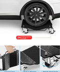 Heavy Duty Vehicle Positioning Dolly Set With Anti Slip V Shaped Tire Platform, 3,000 Lb Capacity Per Set Of Four, Rugged Steel Frame For Safe Moving Of Cars, SUVs, Trucks And ATVs, locking casters