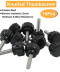 10Pcs M4 X 15Mm Knurled Thumb Screws Set Black Galvanized Iron Clamping Knobs for CNC Machines Jigs DIY Projects
