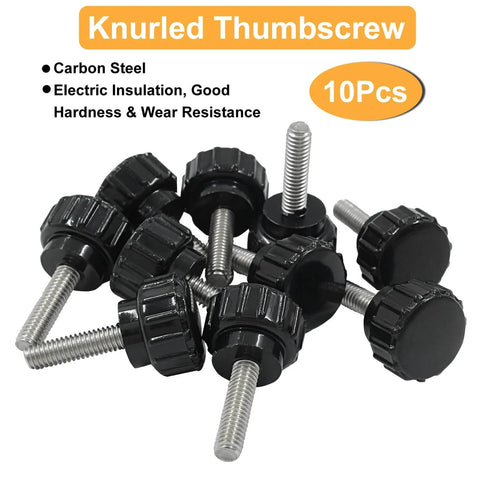 10Pcs M4 X 15Mm Knurled Thumb Screws Set Black Galvanized Iron Clamping Knobs for CNC Machines Jigs DIY Projects