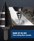 Step Drill Bit Set With Nineteen Sizes From Three Sixteenth Inch To One And Three Eighth Inch Double Fluted Cutting Bits for drilling metal