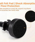 Soft felt pad attached to adjustable furniture foot, providing shock absorption and floor protection, part of 4 Pack Adjustable Furniture Feet Built Tough Solid Steel Table Levelers With Rock Solid Support And Straight Up Simple Setup Includes Protective Felt Pads T Nuts For Zero Wobble Stability.