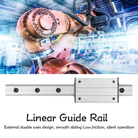 Rock Solid Three Hundred Millimeter External Biaxial Metal Linear Guide Rail With Slide Block, mounted on industrial automation equipment.