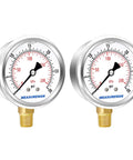 Glycerin Filled Two And A Half Inch Pressure Gauge Dual Scale 0 To 30 Psi And KPa 304 Stainless Steel Case One Quarter Inch NPT Lower Mount Pack Of Two Built To Handle Vibration For Gas And Non Corrosive Liquids