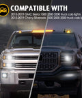 Smoked Lens Amber Cab Marker Lights 3 Pack for Silverado and Sierra 1500 2500 3500 2015 to 2019 on truck