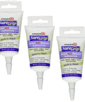 Three 2 oz SureGrip Seam and Repair Adhesive tubes for metal, plastic, wood, quick-cure bond, 3 pack visible with labels.
