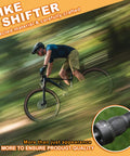 Cyclist with 3x7 Speed Twist Shifter Set With Left And Right Revoshift Grips For Mountain Bikes, non-slip grip detail inset