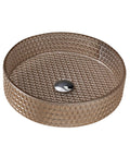 USZWBY Bathroom Vessel Sink, Tempered Glass Vessel Sink Artistic Vessel Sink Bowl, round patterned design with drain hole.