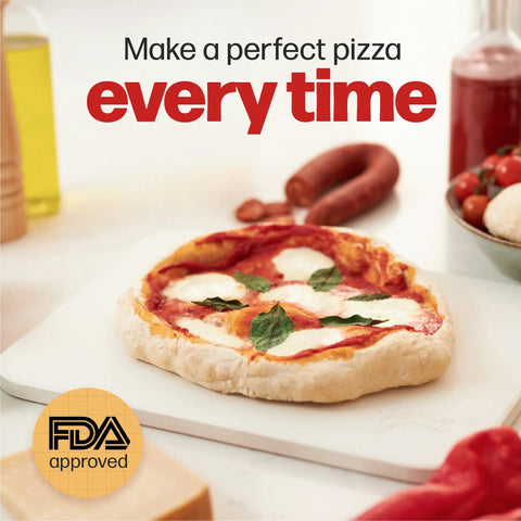 Rectangular Pizza Stone For Oven And Grill With Free Wooden Peel, Extra Large 15 By 12 Inch Cordierite Stone with pizza