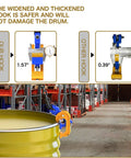 Heavy Duty 2000 Lb Chain Drum Lifter For 55 Gallon Steel And Plastic Barrels With Top Lip showing thicker hook design for safer handling.