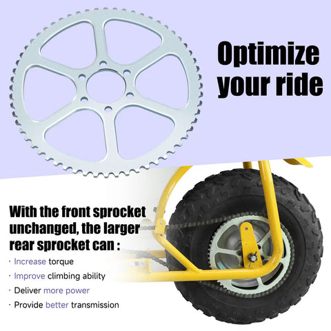 60 Tooth Sprocket For 35 Chain Ride Ready Heavy Duty Fits Coleman Mini Bike CT100U shown with bike wheel