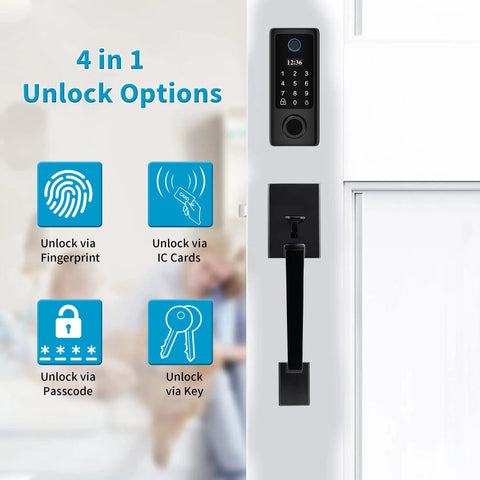 Smart Door Lock With Fingerprint And Keyless Entry No Key Hassle Electronic Keypad Deadbolt Front Door Handle Set In Black