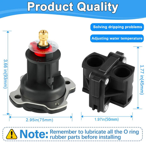 Mixer Cap And Pressure Balancing Unit Kit For Rite Temp Shower Valve Replacement GP76851 GP500520, dimensions shown