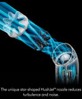 Star-shaped nozzle detail of HushJet Mini Personal Fan With Quiet Evaporative Cooling, showcasing airflow reduction and noise control.