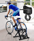 Indoor Bike Trainer Stand With Magnetic Flywheel For 26 To 28 Inch Road And Mountain Bikes in living room