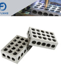 Built Tough Precision Hardened Steel Gauge Block Set 1 2 3 Inch Sizes showing two calibration blocks with cross drilled holes.