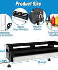 Dimensions of Griddle Caddy Organizer For 28 Inch And 36 Inch Griddles Prep Cart with magnetic stripe, paper towel holder, and J-hooks.