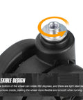 Close-up of 2 Pack Luggage Wheel Replacement Set For Suitcases, 55 Mm Diameter, 25 Mm Axle, showing 360 degree rotation feature.