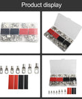 Heavy Duty 70pc Copper Lug Terminal Kit SC6 To SC25 With Heat Shrink Sleeves For Secure Crimping And Waterproof Electrical Connections, open case