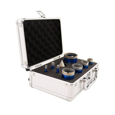 Diamond Core Drill Bit Set With 9 Diamond Bits And 1 Chamfer Bit For Porcelain Tile Ceramic Marble Granite Drilling case view
