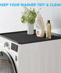 24 Inch Heavy Duty Silicone Appliance Floor Mat With Raised Edges Zero Spill Washing Machine Leakage Catcher Tray on washer top
