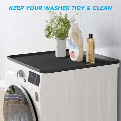 24 Inch Heavy Duty Silicone Appliance Floor Mat With Raised Edges Zero Spill Washing Machine Leakage Catcher Tray on washer top