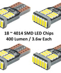 Error Free LED T10 Bulbs For Mercedes W204 C300 C350 Eyebrow And Eyelid Lights 4 Pack Canbus Ready White With 18 SMD Chips