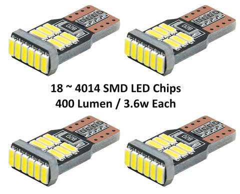 Error Free LED T10 Bulbs For Mercedes W204 C300 C350 Eyebrow And Eyelid Lights 4 Pack Canbus Ready White With 18 SMD Chips