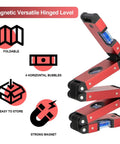 Pro Grade 28 Inch Foldable Level Tool With 5 Section Design, showing magnetic and easy read bubble vials.