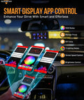Eight Gang Bluetooth RGB Switch Panel With App Control for Vehicles in car dashboard displaying app interface