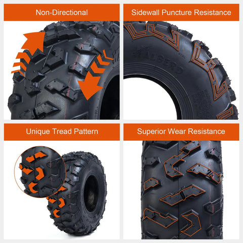 Close-up of Go Kart Street Mini Bike Tires 145/70-6 4PR Tubeless Off Road ATV with unique tread and puncture resistance.