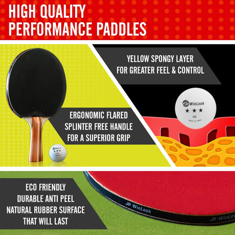 Four Paddle Ping Pong Set With Carry Case And Eight Balls Portable Table Tennis Paddles For Indoor And Outdoor Play Premium Quality