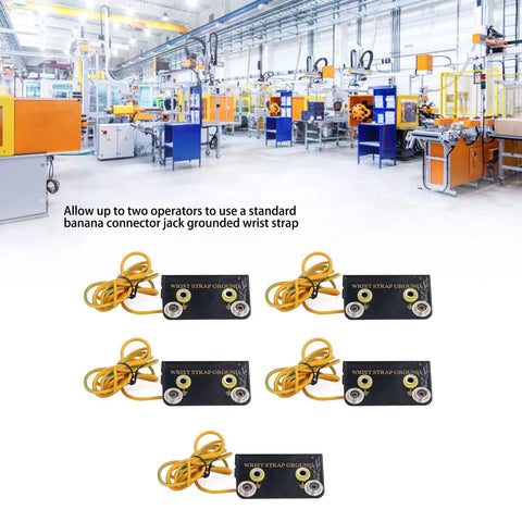 5PCS ESD Wrist Strap Ground Socket Kit With L Shaped Ring Connector And 1.75m Cable, Anti Static Wrist Band in use at workstation