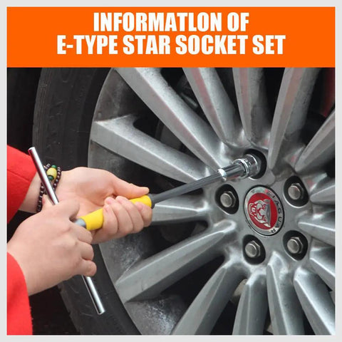 11 Piece E Torx Socket Set External Star Sockets E4 Through E20 With Rail For Easy Storage used on car wheel lug