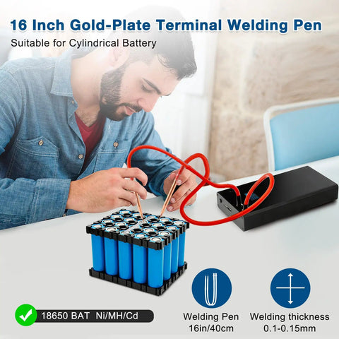 Man using Dope Portable 11000mAh Battery Spot Welder With LCD Screen 80 Gear Adjustable Power Type C Charge Nickel Strip Kit