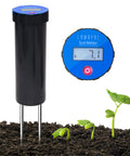 Industrial Grade Soil pH Meter With High Precision No Fuss Calibration LCD Display Pro Style Soil pH Tester With Double Needle Stainless Probes For Garden Lawn And Plants Ultra Accurate pH Monitor You Can Trust showing soil pH reading and green seedlings in soil